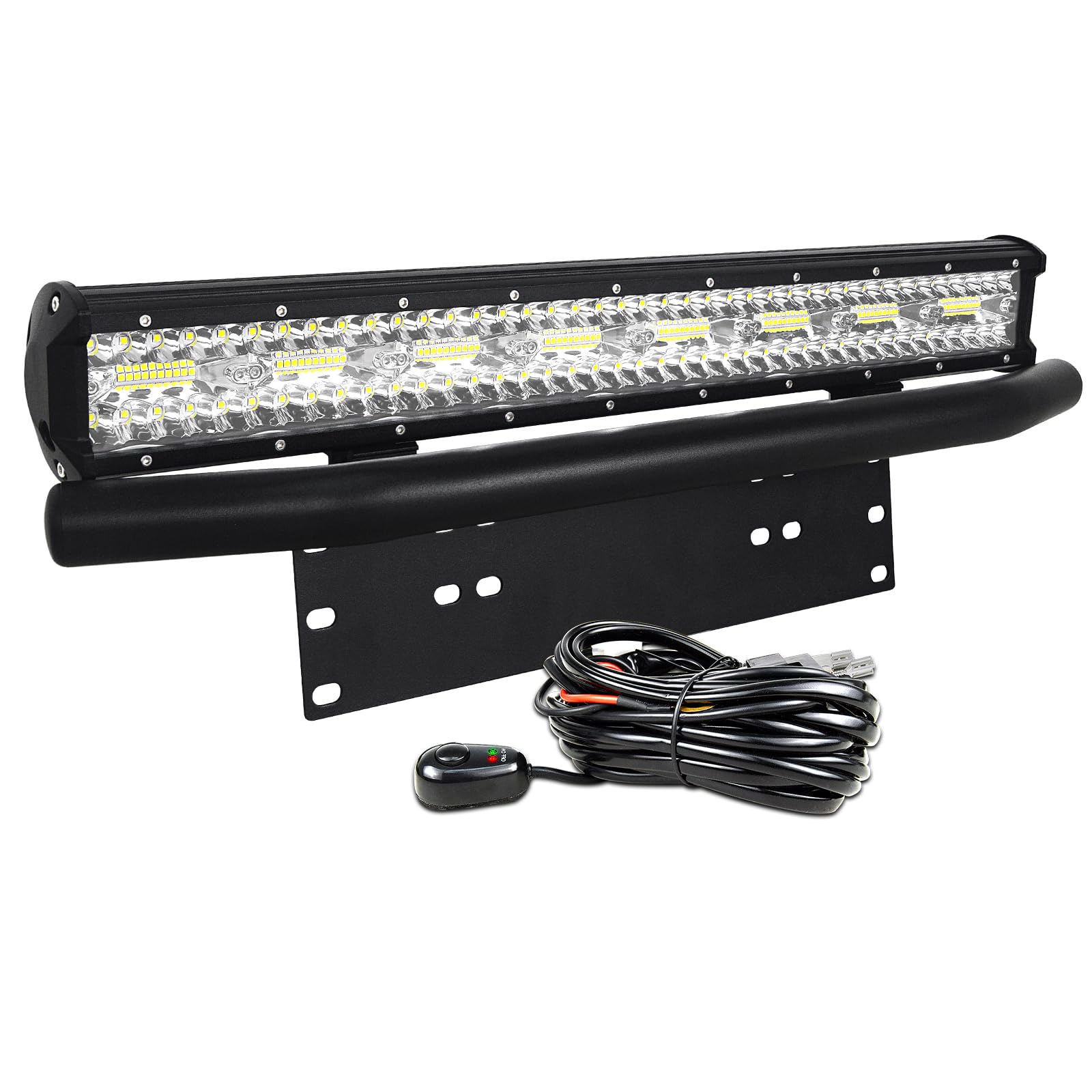 PICAA Barra Led Fuoristrada 20 Pollici 420W Con Supporto Cablaggio Kit 12V, Tripla Rows Luminosa, Bianca 6000K Fari Impermeabile per Auto Offroad 4x4 Trattore 4WD SUV