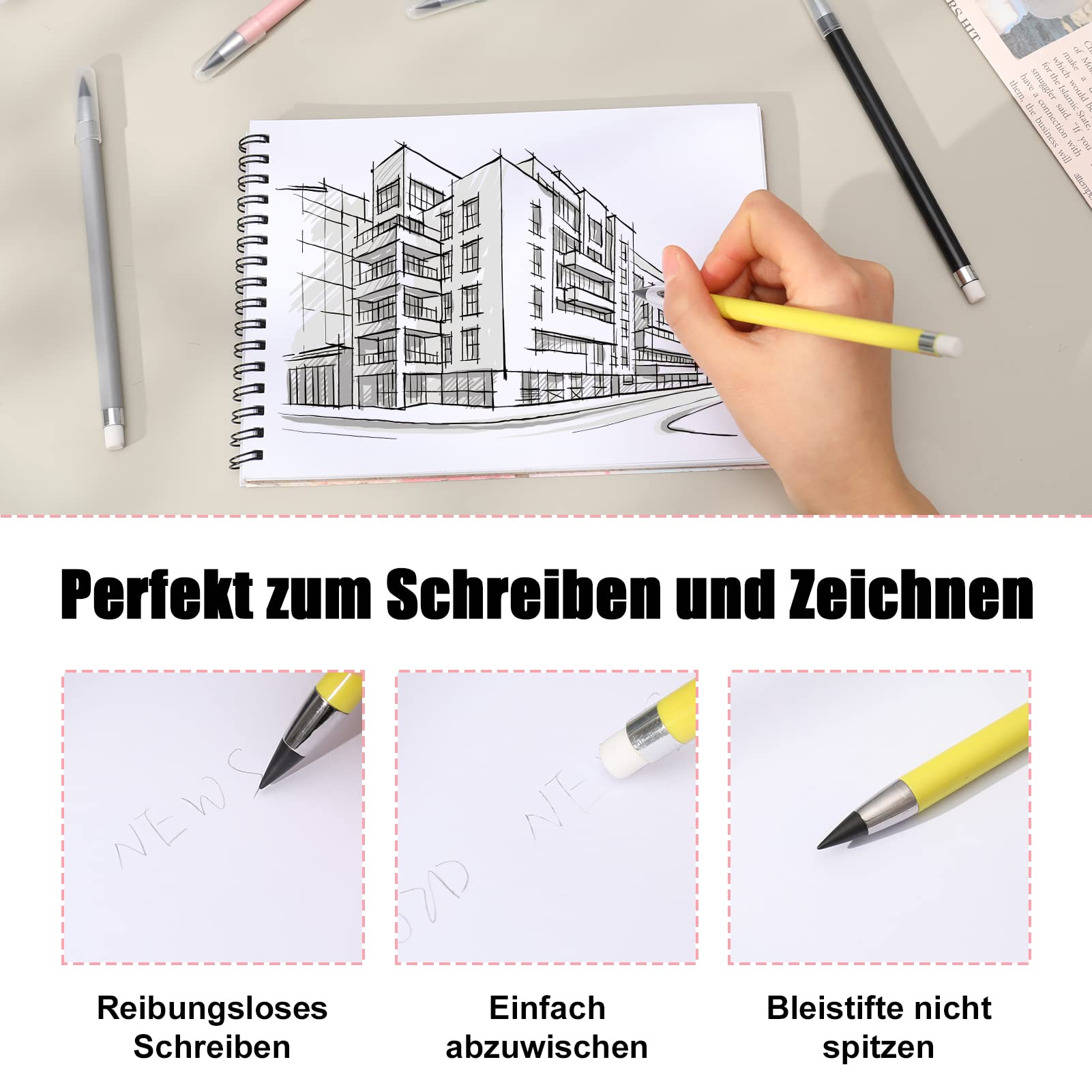 Produktbild von 6 Stück Drift Sand Tintenloser Bleistift Löschbarer