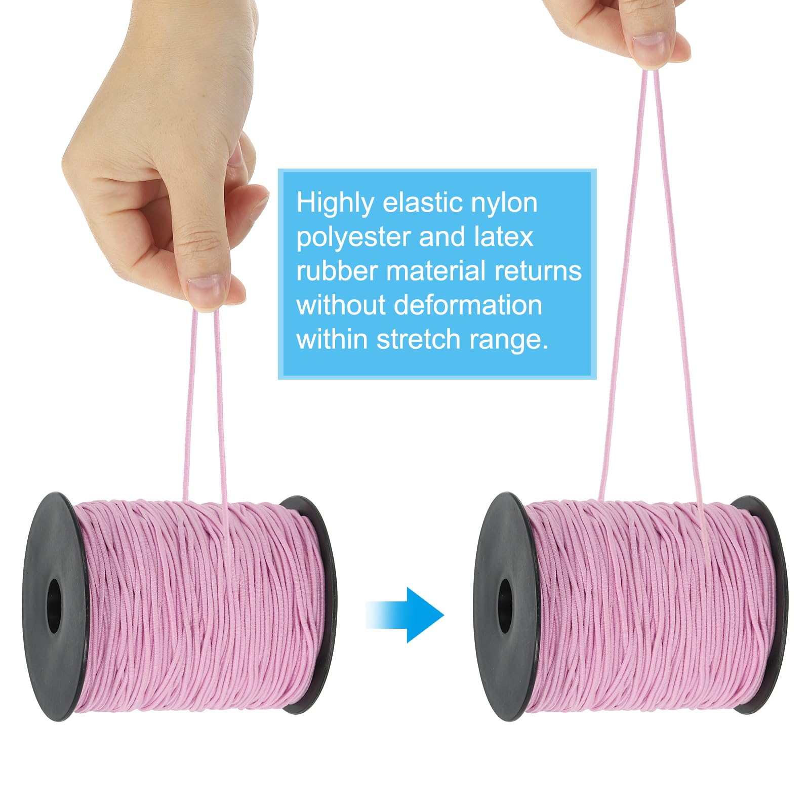PATIKIL Stretchy String for Bracelets 109 Yards / 100m, 1.5mm Elastic Cord for Jewelry Making Necklaces, Beading and Crafts DIY, Pink - Image 3
