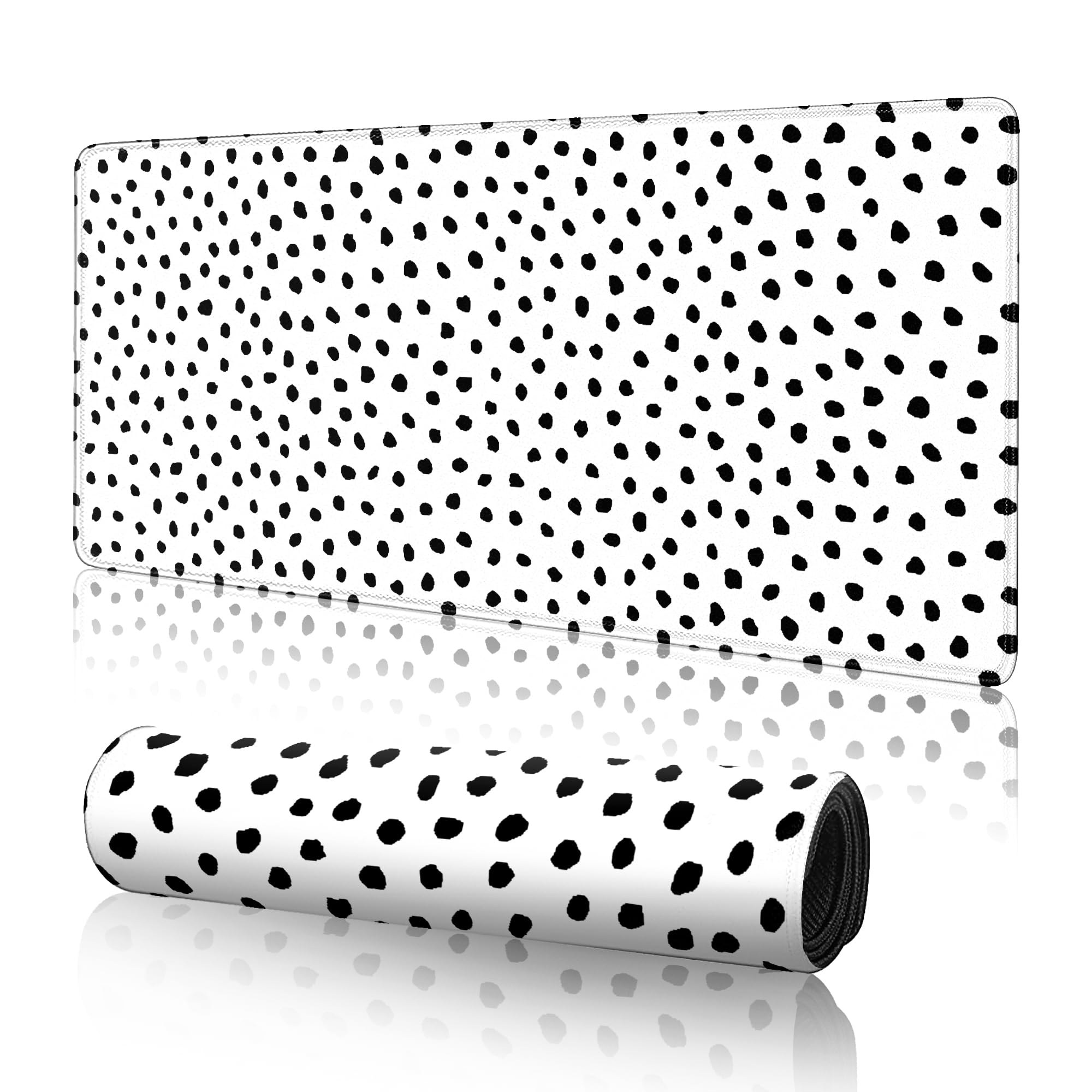 Alfombrilla de escritorio grande de lunares blancos, alfombrilla de mouse grande extendida para accesorios de escritorio, alfombrilla de mouse para teclado de computadora, alfombrilla de mouse con