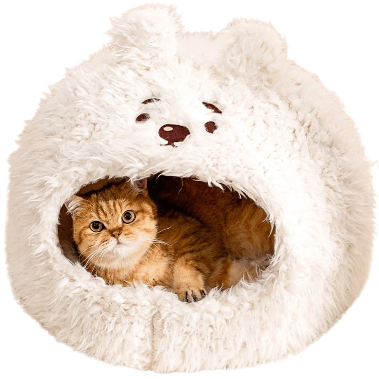 Animal Design Pet Bed Cat Dog Bed for Indoor Cats Pet Tent Cave with Removable Cushion Plush Half-Enclosed Warm House for Cats Small Dogs Kitten Puppy