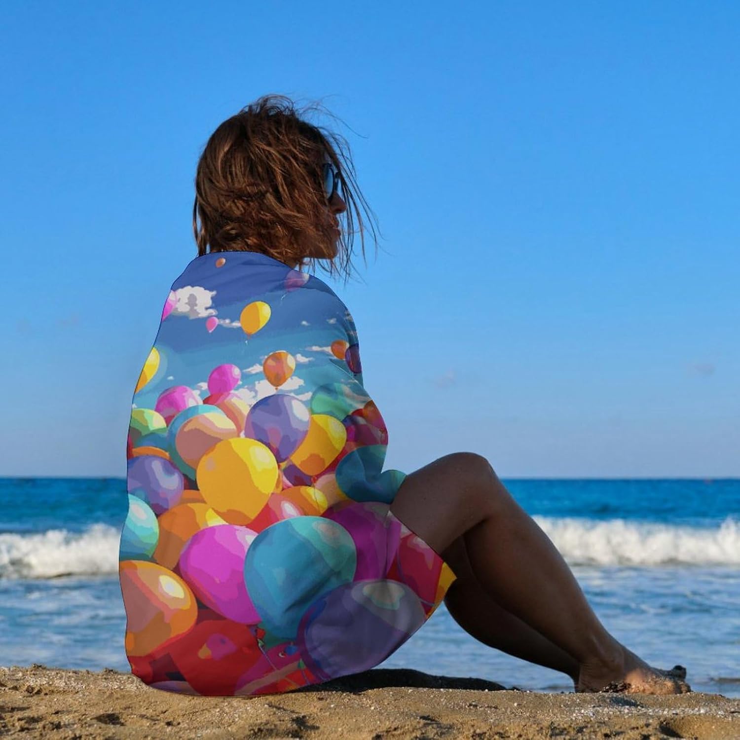 Swimming Towel, Colorful Balloons Printed Fashion Towel,Portable Towel,Durable Towel