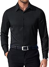 WINKEEY Men's Long-Sleeved Shirt No Iron Business Shirt without Wrinkles Regular Fit Elegant Casual