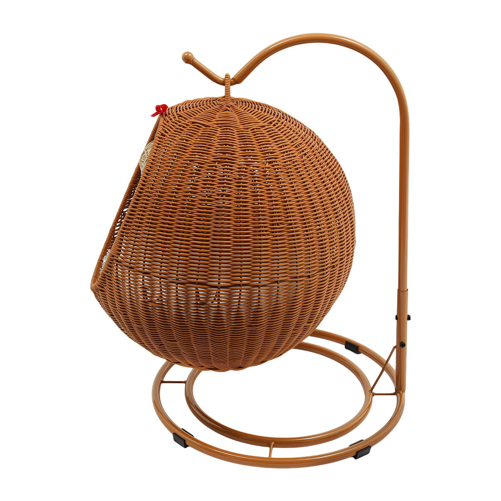 Cestino sospeso per gatti in rattan di imitazione PP, altalena per gatti con funzione altalena, cuscino rimovibile e grattacielo, moderno, per interni, soggiorno e balcone, fino a 7,5 kg