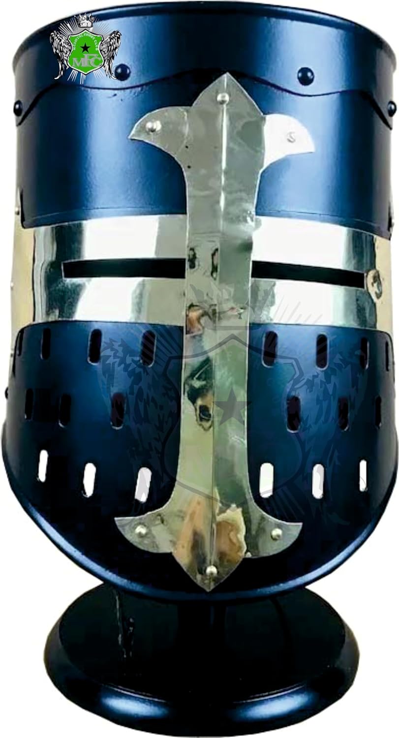 by Handmade Medieval Fight Club Roman Officer Centurion Helmet Roman Legion Römischer Helmet Legionary Legionario Imperial Helmet Fantasy Helmet Retirement-KS86 (BLACK Silver, ADULT)