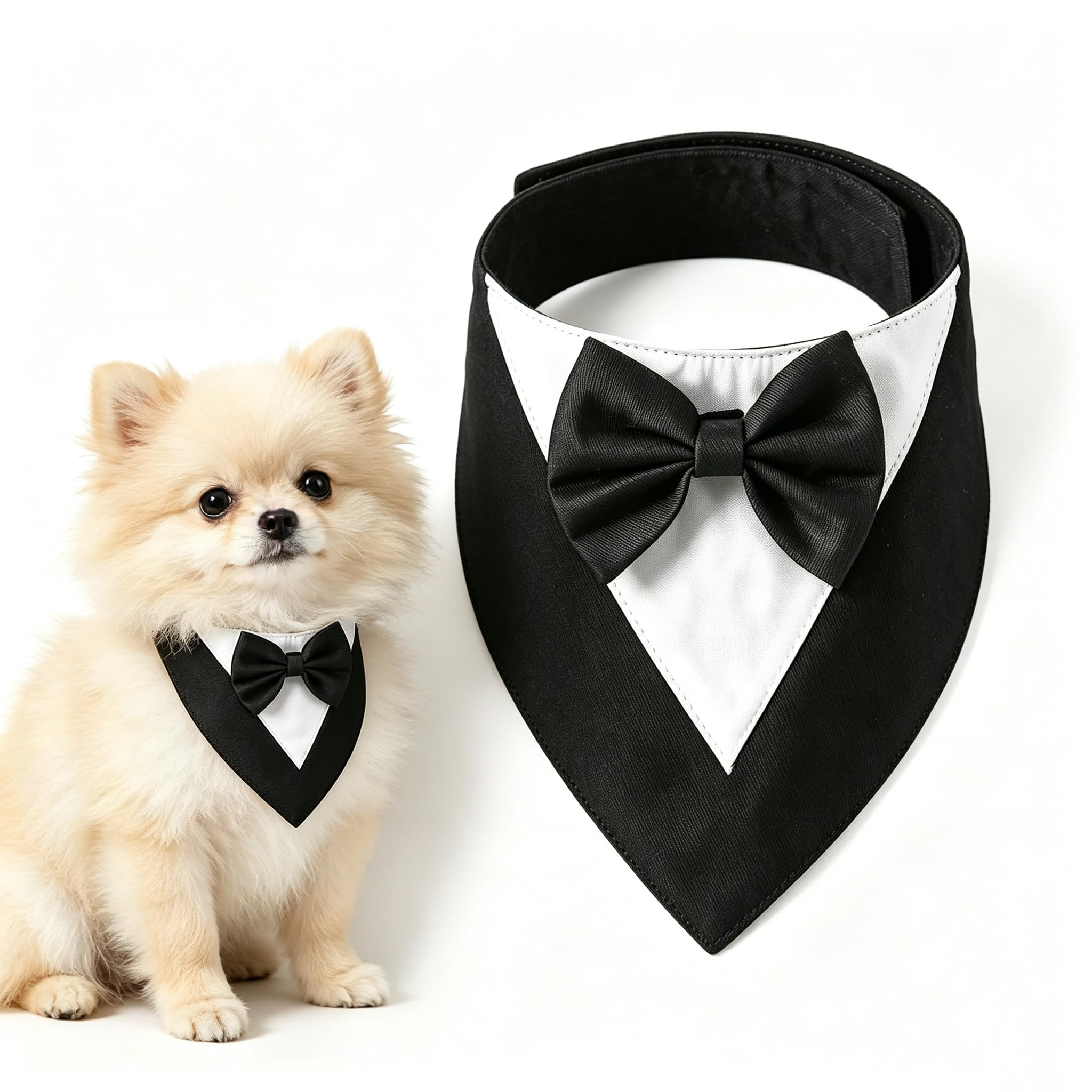 Small Dog Tuxedo Black Pet Tie,Dog Tuxedo Bandana with Bow Tie