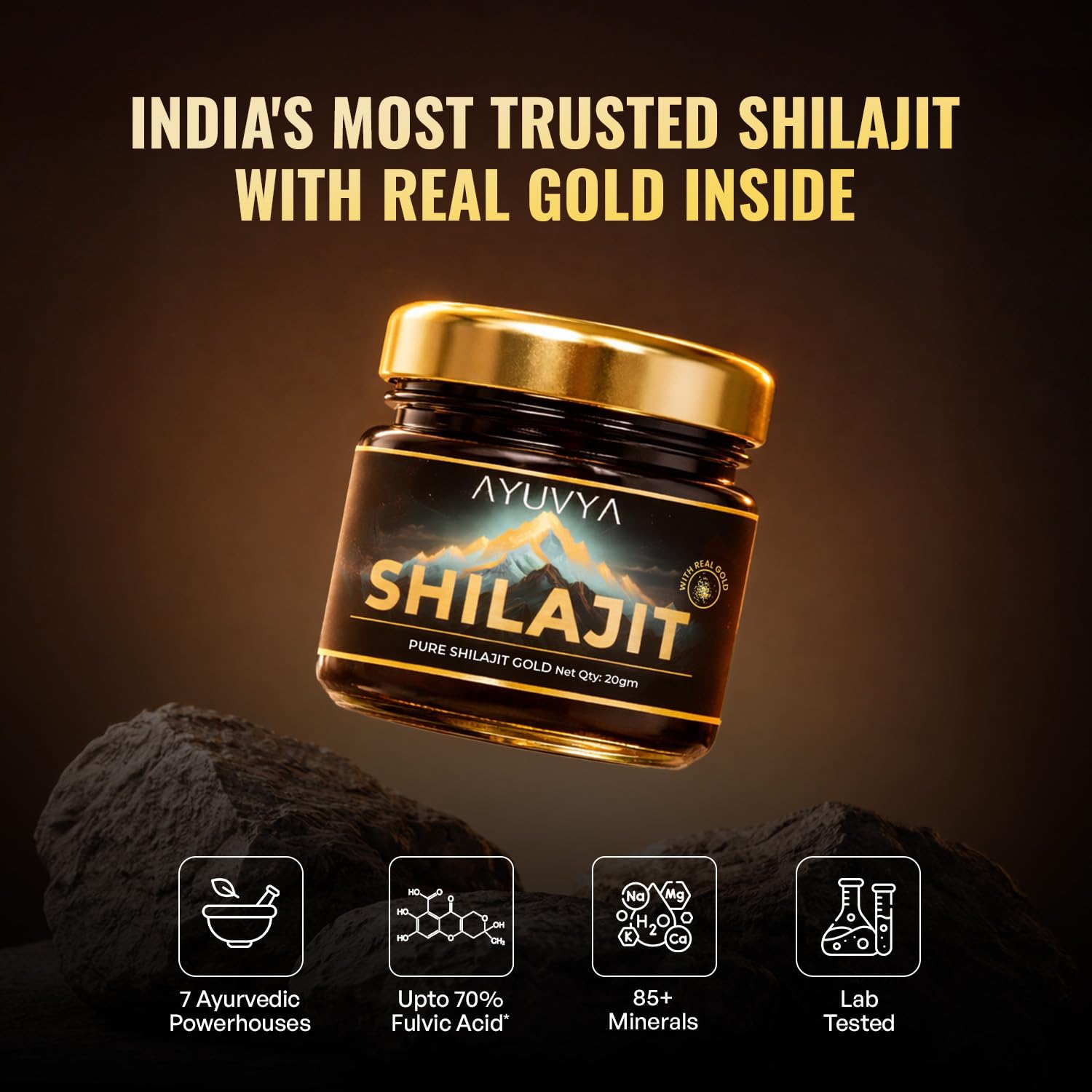 Ayuvya Shilajit Helps in Boosting Stamina & Vitality I With 70% Fulvic Acid I For Men & Women 20gm, As Seen on Shark Tank 2