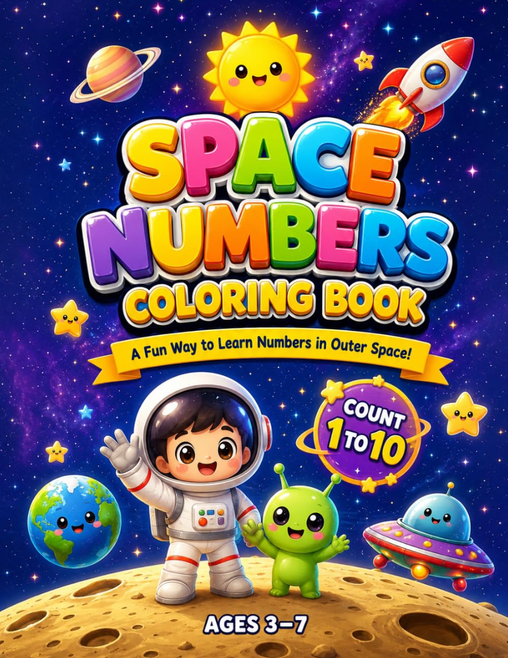 SPACE NUMBERS COLORING BOOK: A Fun Way to Learn Numbers in Outer Space!