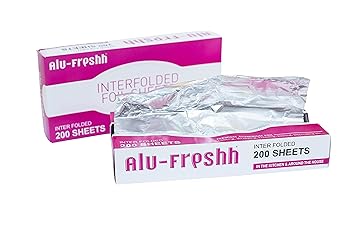 Alu-Freshh Interfold 200 Pre Cut Aluminum Foil Sheet 30.5 cm x 27 cm, Pop up Kitchen Foil, Pull and Wrap Food Embossed Aluminum Sheet for Roasting, Grill Lining