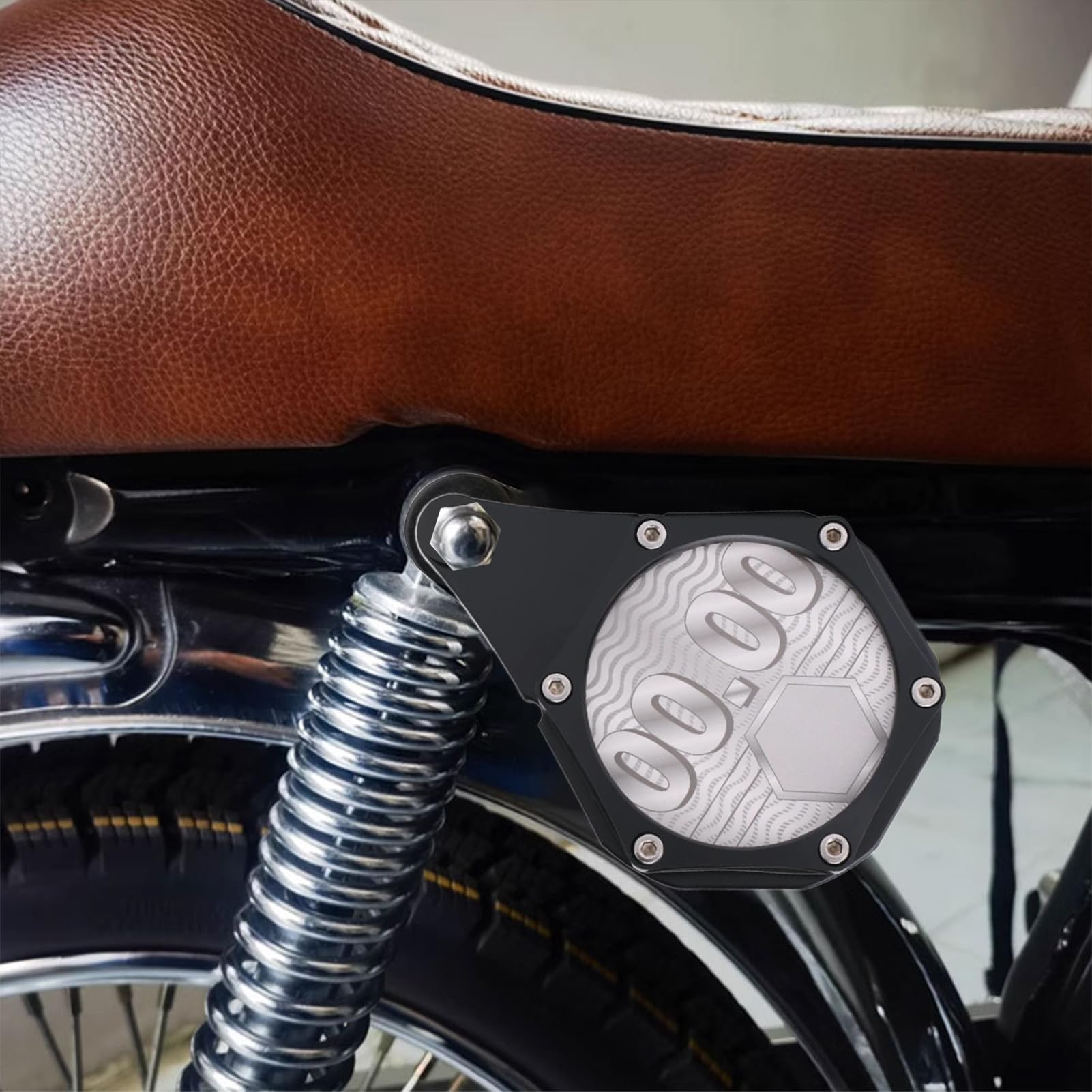 Soporte para permisos de disco fiscal para motocicleta, soporte hexagonal para placa de impuestos, soporte de aluminio impermeable para tarjetas con llave para ciclomotor ATV
