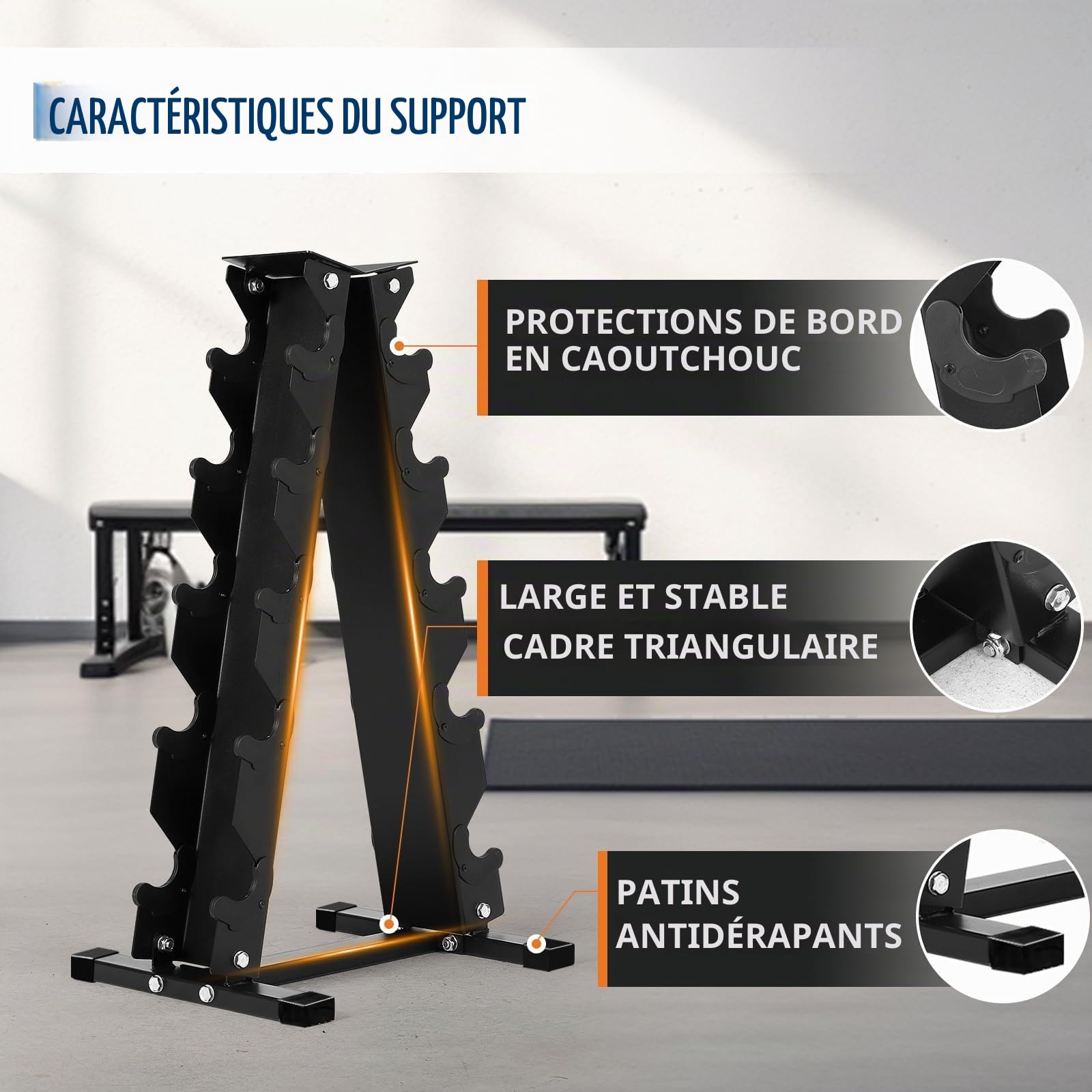 Garvee Support Haltères en acier pour Salle de Sport en 5 Niveaux