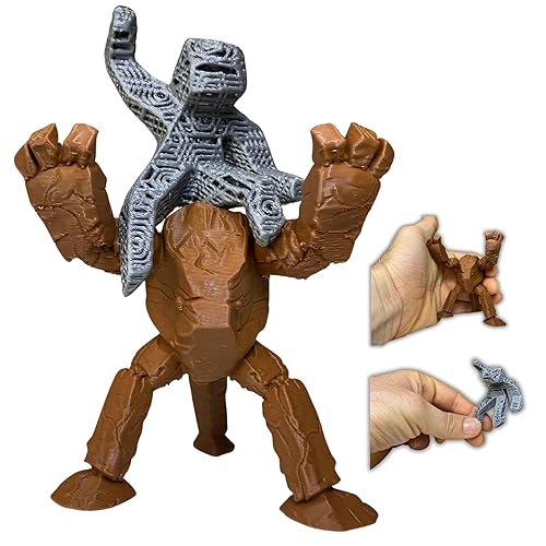 Earth Elemental & Gyroid Guardian Sculpture Set – Handcrafted Stone