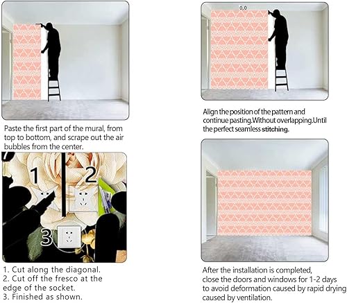 Miniatura 4 de Papel tapiz de casa de campo, papel rosa para pared, decorativo, líneas abstractas, sala de estar, versátil para varios espacios (W) 40 pulgadas X