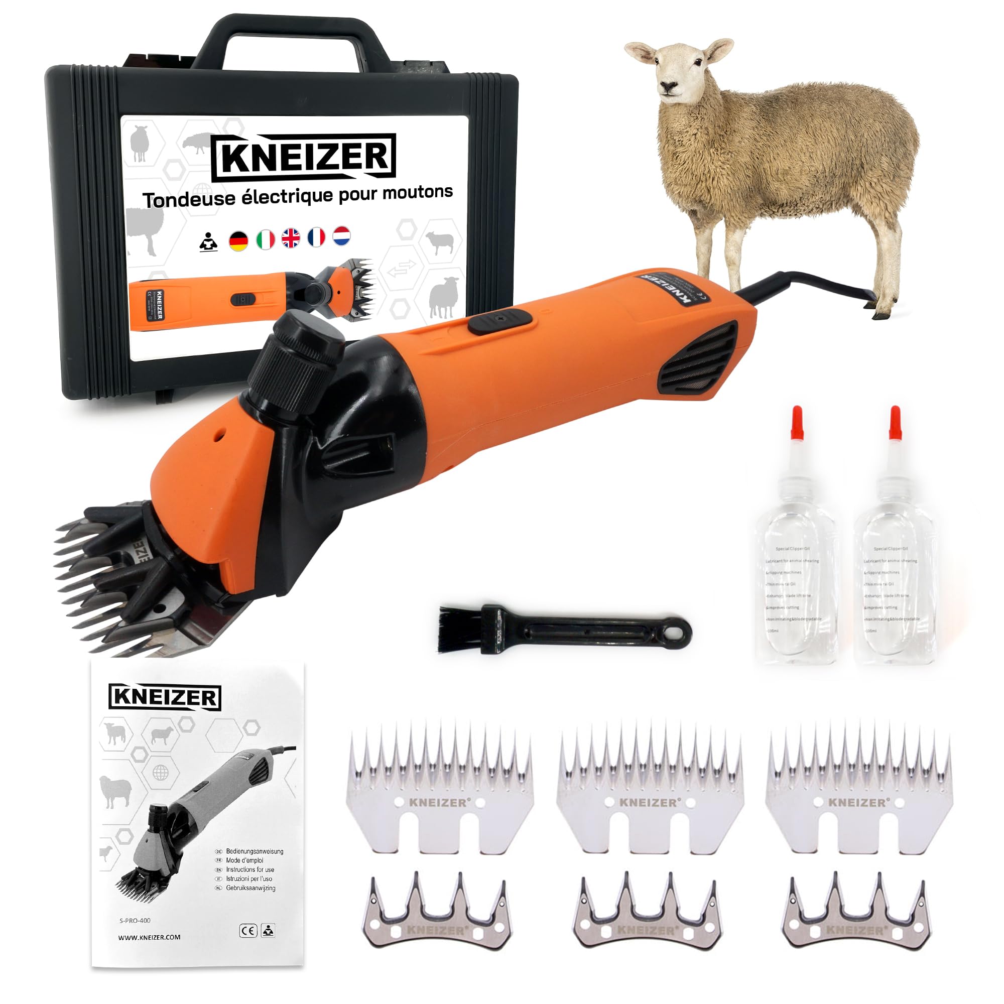 KNEIZER Tondeuse Électrique pour Moutons Kit Complet Lames Remplaçables Moteur Puissant