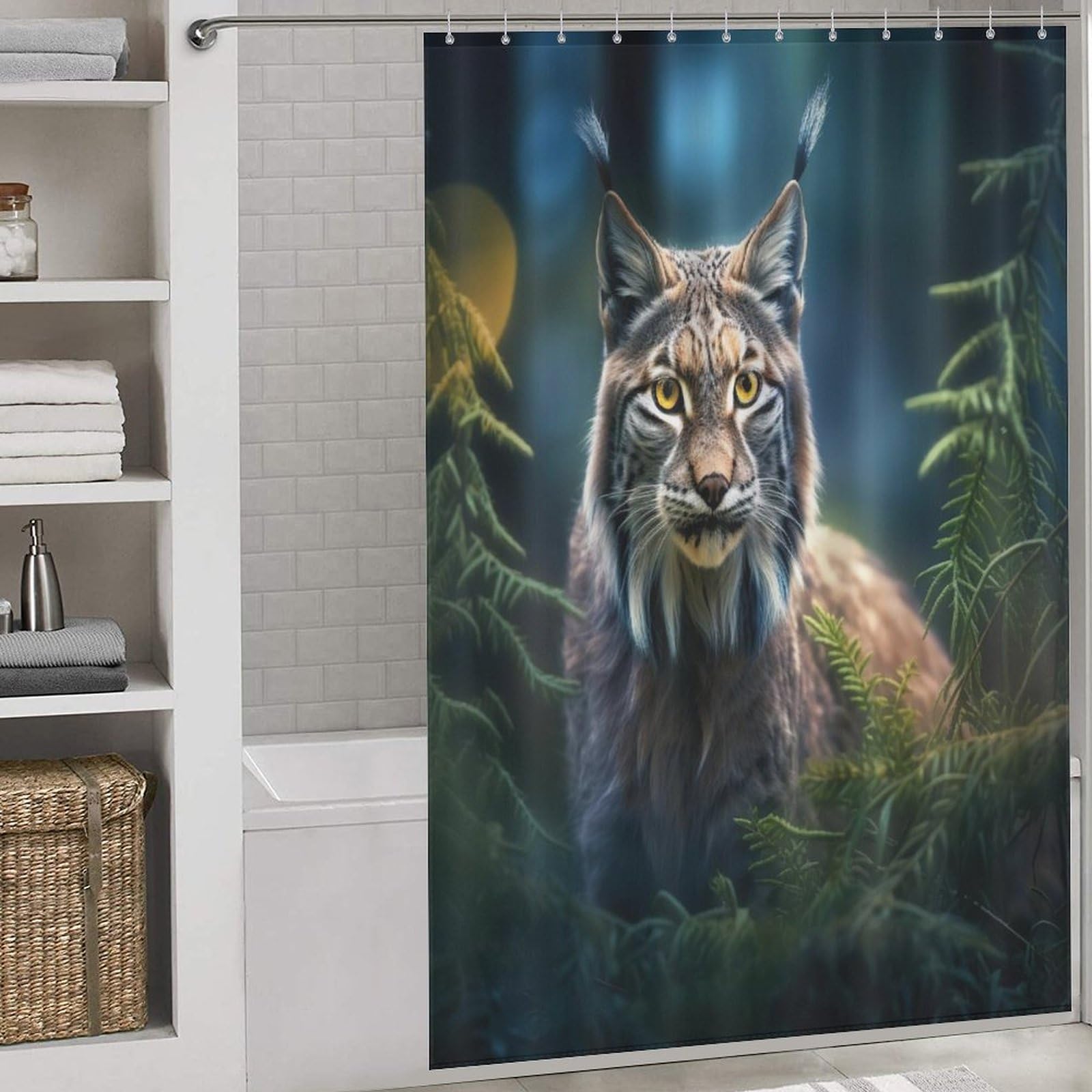 Rideau de douche tissu polyester Lynx facile à nettoyer et totalement imperméable