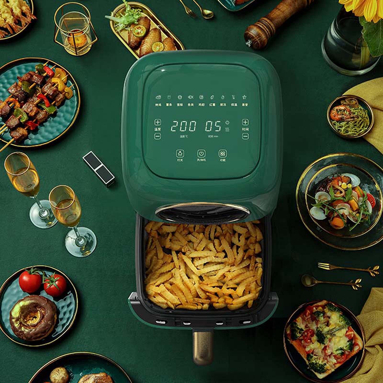 Friggitrice ad aria, Forno per friggere ad aria senza olio, Cucina intelligente multifunzione, Friggitrice ad aria calda a torre, Fornello a forno caldo senza olio