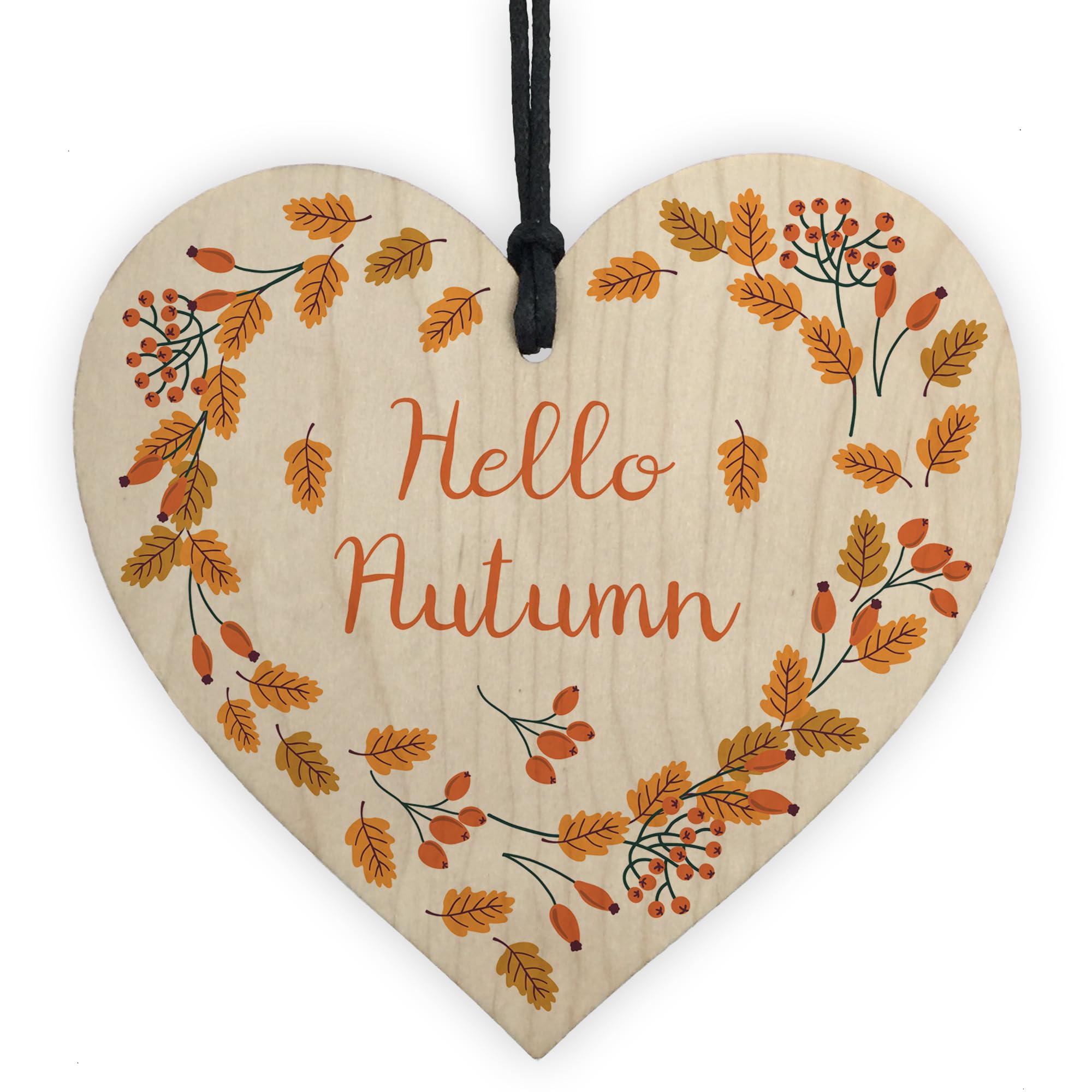 Hello Autumn Sign, Autumn House Decor Wooden Heart Sign Gifts, Pumpkins, Maple Autumn Accessories Decor for Thanksgiving and Autumn Novelty Autumn Gift (Design 1)