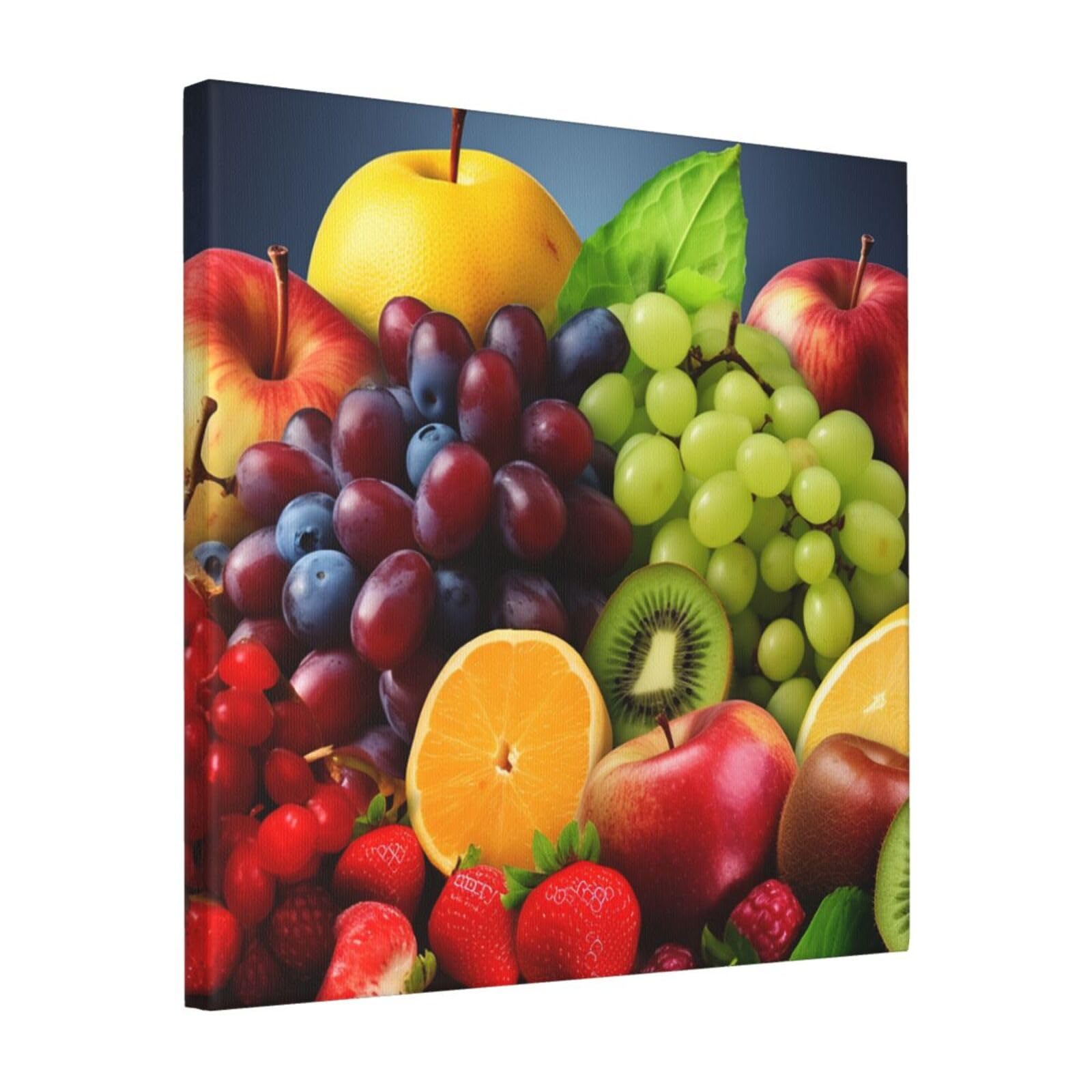 KLOPH Fruits Canvas Wall Art for Living Room 16"x16" Modern Artwork Painting for Bathroom Hanging Canvas Prints Aesthetic Wallart for Bedroom Kitchen Office Wall Decor