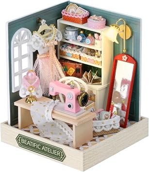 OZJAY DIY Miniature House Kit with Dustproof Cover 124 Scale Creative Room Mini DIY Wooden Dollhouse Miniature Kit for Adults Teens - Beatific Atelier