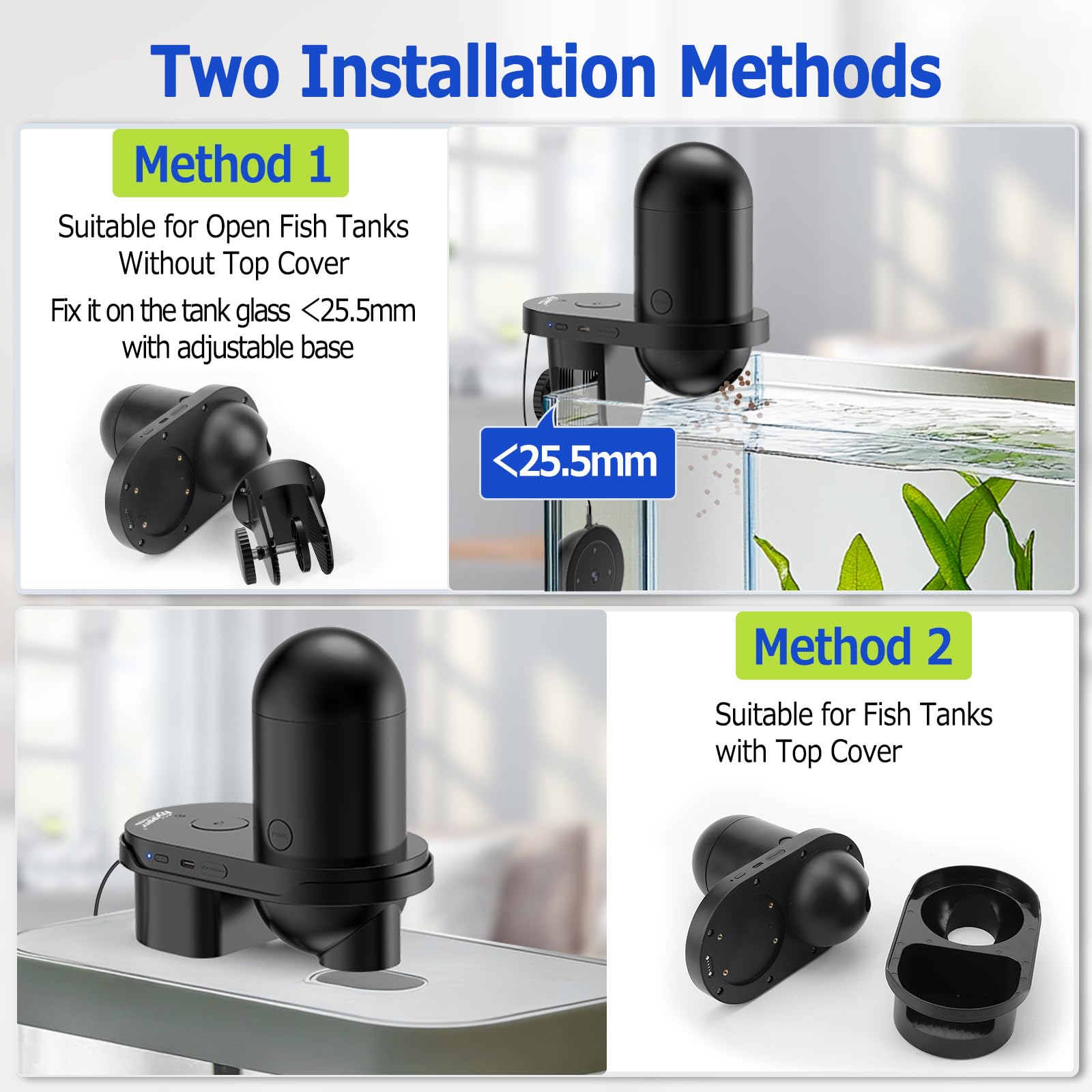 hygger Distributeur automatique de nourriture pour poissons WiFi 230 ml avec caméra et contrôle par application