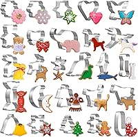 GWHOLE 26-Piece Stainless Steel Cookie Cutters Set - Unicorn, Animals, Christmas Shapes for Kids Holiday Baking