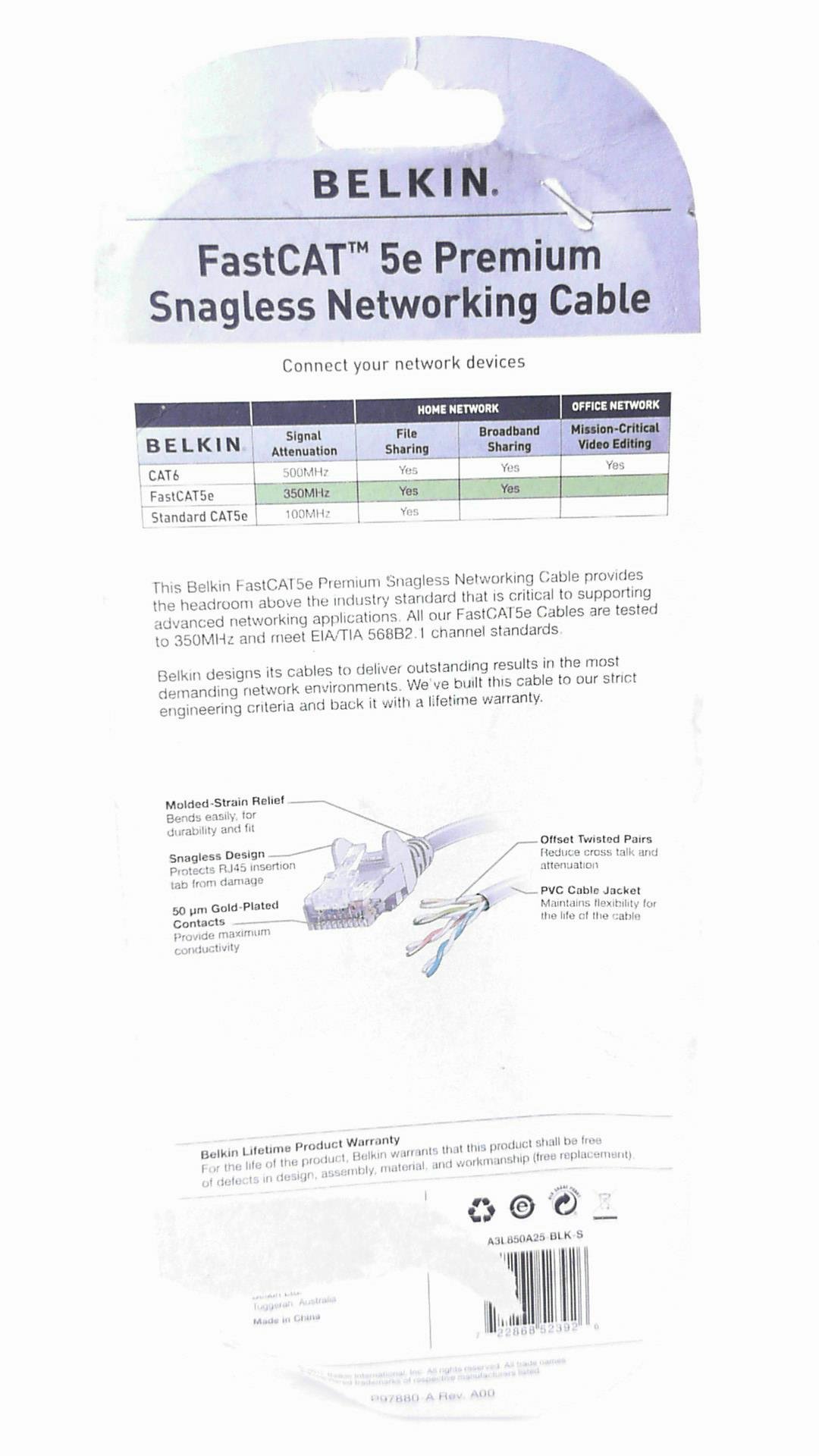 Amazon.com: Belkin FastCAT 5e Networking Cable (A3L850A25BLKS