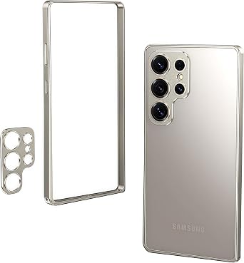 Fit for Samsung Galaxy S24 Ultra Case-Full Metal Body-Frameless Minimalist Design-Lens Protection Cover-Ultra Thin-Shock and Drop Proof-Slim Borderless.Gray