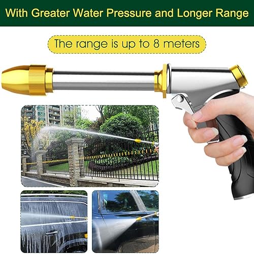 Miniatura 3 de Boquilla de manguera de agua mejorada Boquilla de manguera de jardín de varilla larga, rociador de latón de metal resistente, pistola rociadora