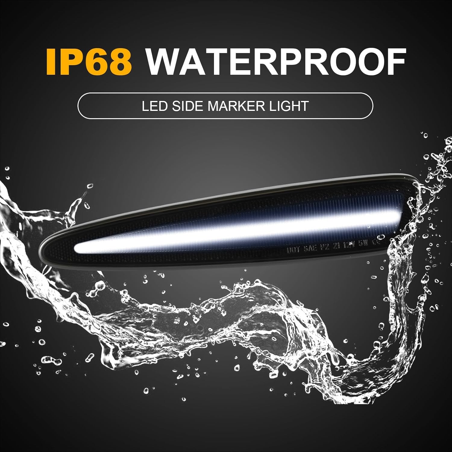 LED White Side Marker Lights for Chevy Corvette C6 2005-2013 Front Rear Smoked Lens White Fender Bumper Lamps Pack of 4