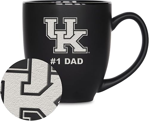 Miniatura 103 de Rico Industries NCAA #1 Dad - Taza bistró de cerámica negra mate grabada con láser, de 15 onzas, para bebidas calientes o frías Troyanos del Sur