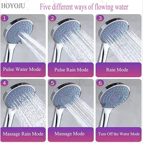Miniatura 7 de Cabezales de ducha de mano Cabezales de ducha de alta presión de ahorro de agua Función de 5 modos Rociador facial de 4 pulgadas Duchas de mano