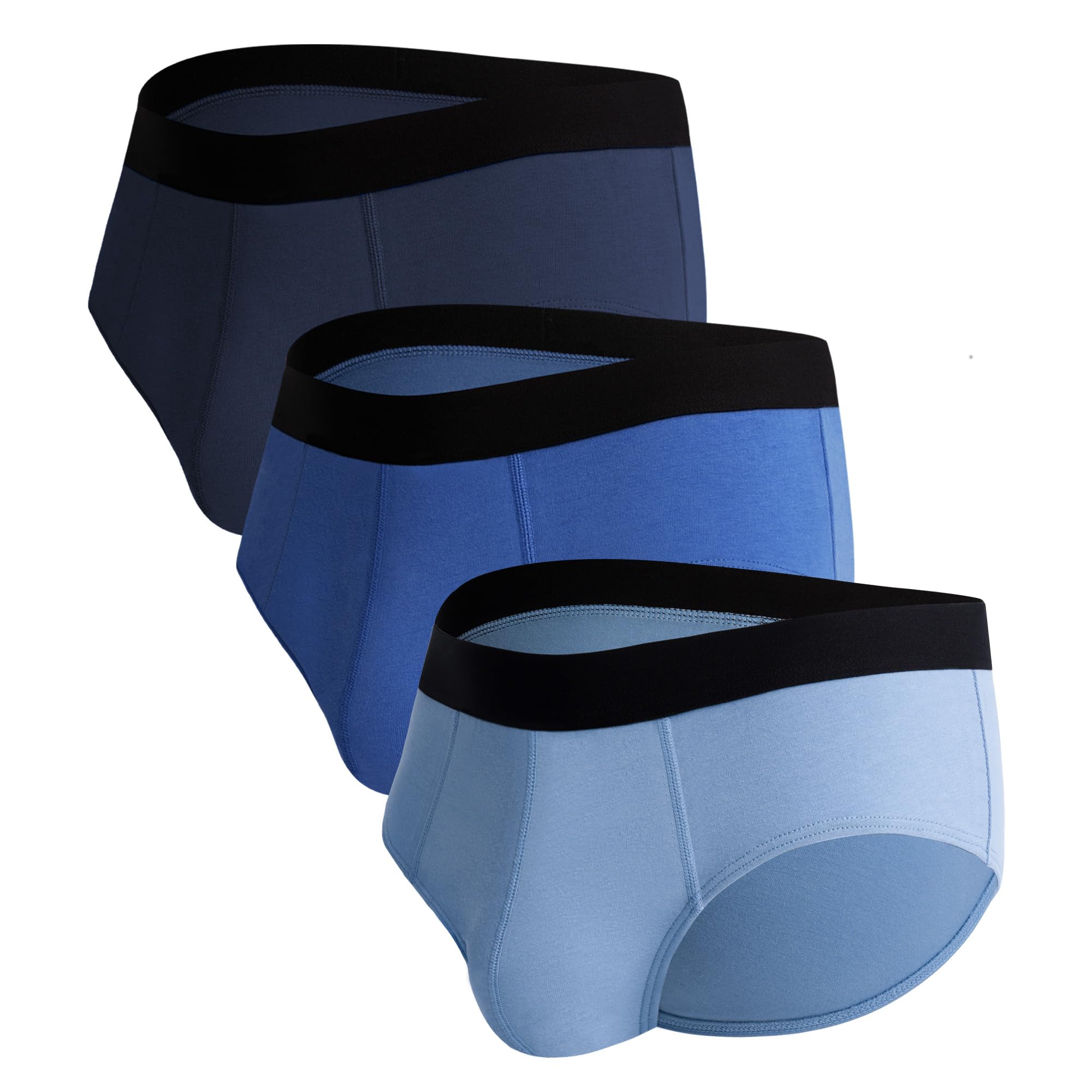 POPKOK Mens Underwear Tag-Free Cotton Stretch Briefs With Pouch 3 Pack