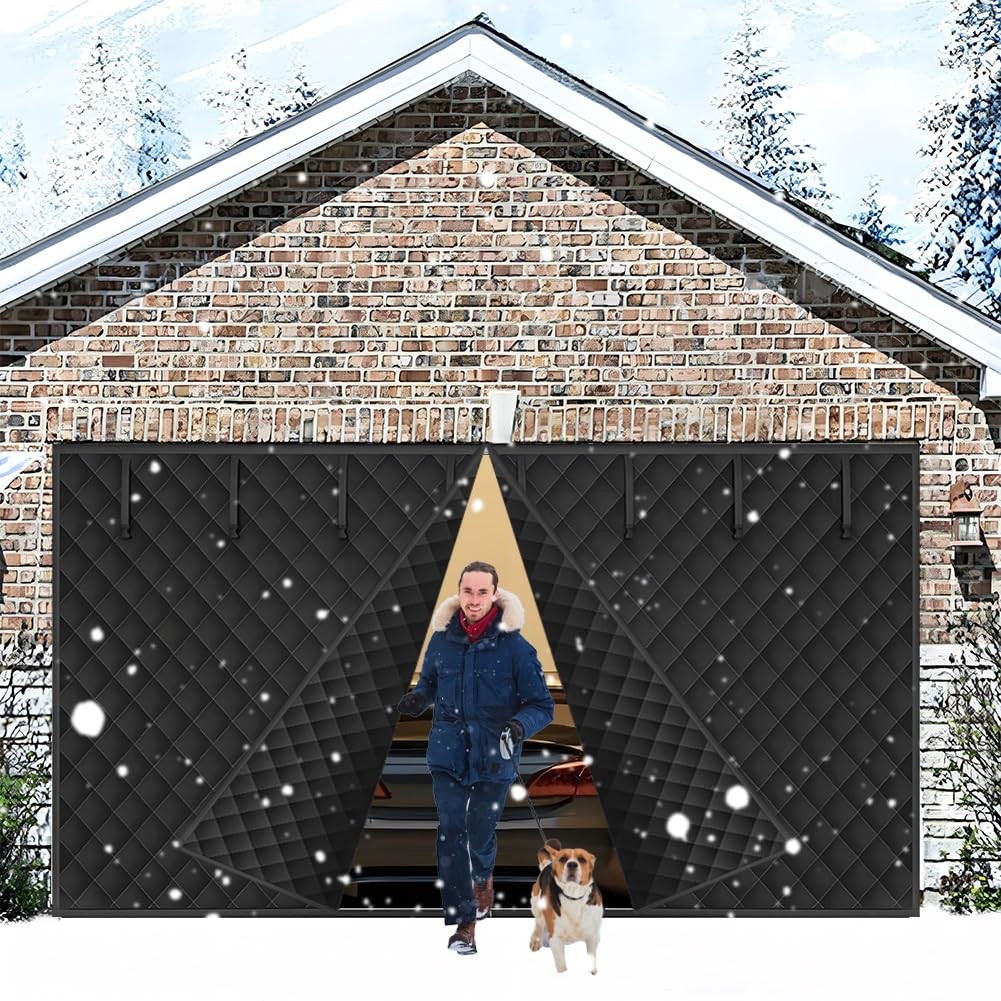 Kit di copertura per porta con isolamento termico magnetico, in tessuto nero, antivento, per porte scorrevoli per soggiorno e cucina, 420 x 290 cm, a risparmio energetico, facile da installare