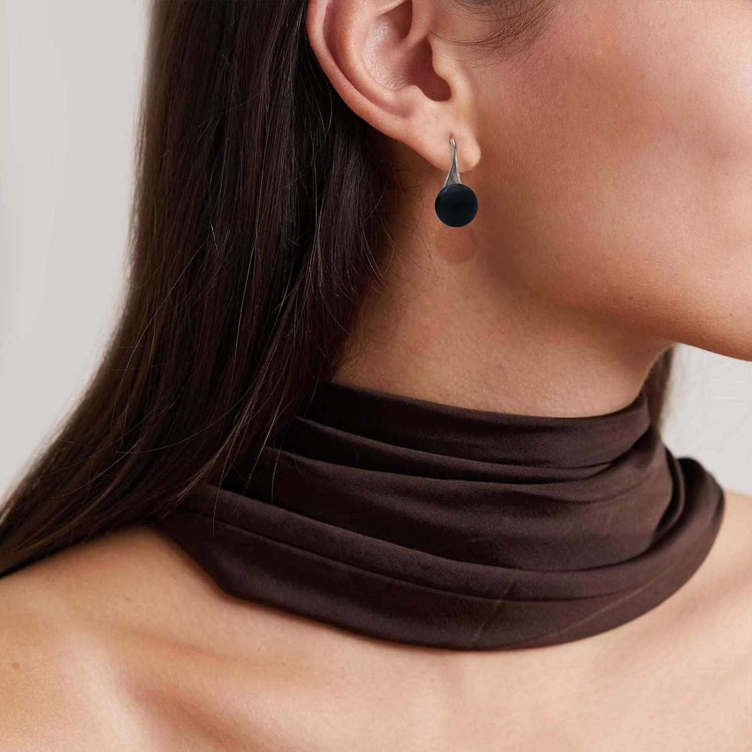 Genuine Black Onyx Ball Dangle Earrings for Women 925 Sterling Silver Real Black Onyx Drop Earring Jewelry for Her Wife Mother - Image 4