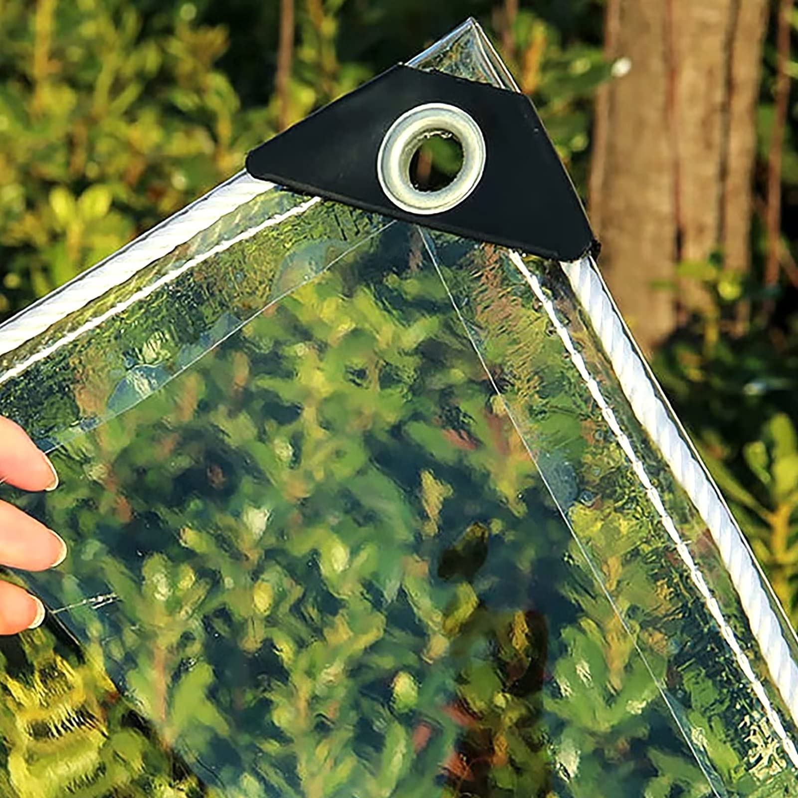 Strapazierfähige, wasserdichte PVC-transparente Vinyl-Terrassenisolierung, weiche Markise, Überdachung (0,39 mm/500 g/m²), 2,4 m x 2,4 m Garten