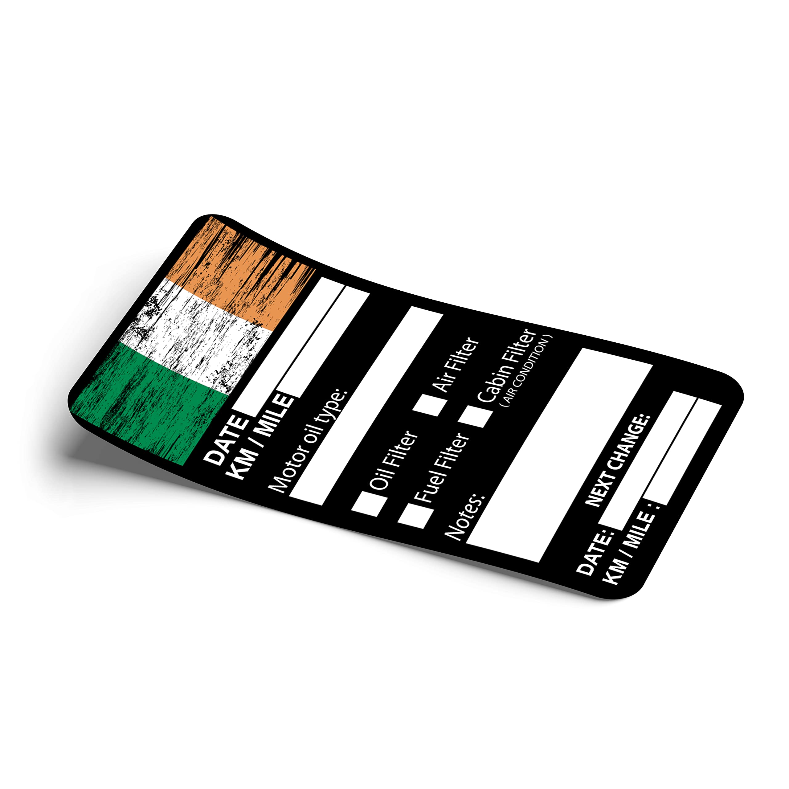 BULMAR60 x IRISH FLAG Oil Change Service Reminder Stickers for Cars Trucks Vans - Vinyl - 8.5 x 5 cm