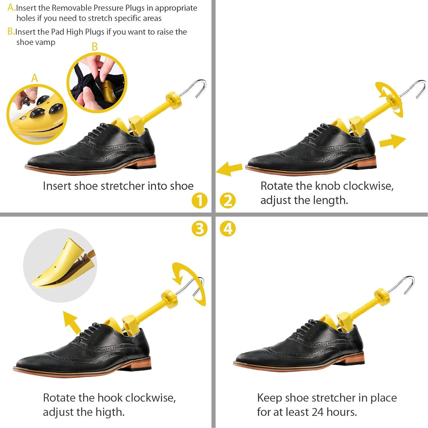 Dinamon Shoe Stretchers (1pairs)- Expands Height(Instep) and Length of Tight footwear for Ladies/Men/High Heel