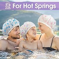 Vista 7 de Gorros de ducha impermeables para mujer, 20 unidades, de plástico surtido, reutilizables, para baño, salón, banda elástica, gorras de baño