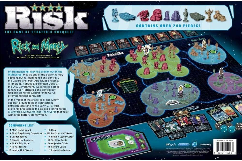 Risk Rick and Morty Risk Game | Based on The Popular Adult Swim TV Show Rick & Morty | Official Rick and Morty Merchandise | Classic Risk Board Game Themed for Rick Morty Series