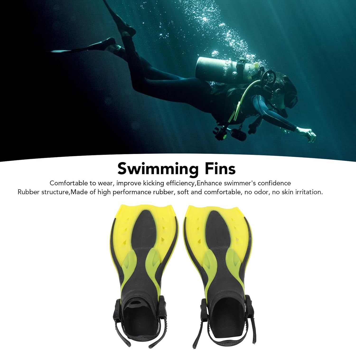 Professional Rubber Swimming Fins - Comfortable Swim Flippers for Training and Snorkeling, for Teenagers and Adults (Size S 40/41)