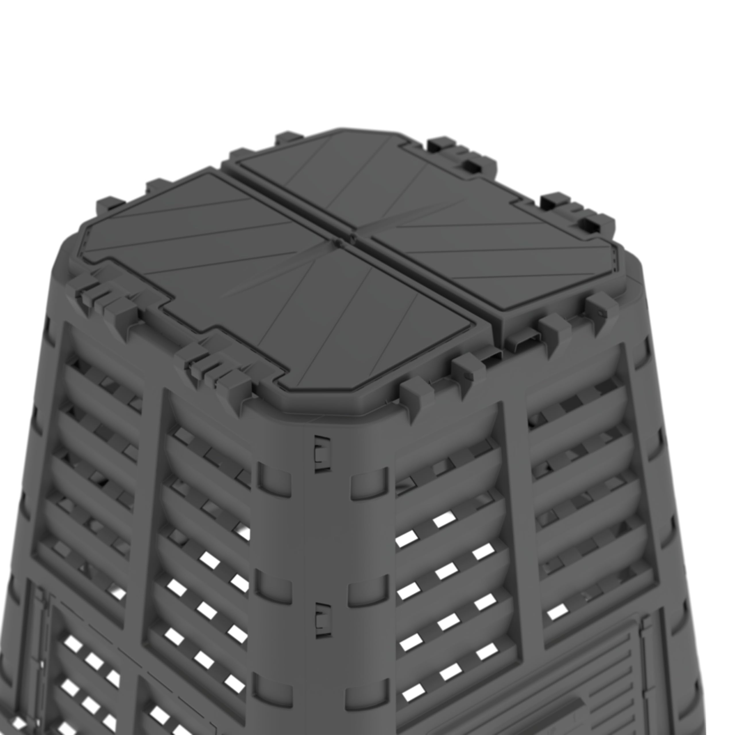ViD Composteur de jardin 480 l, noir, 93 x 93 x 80 cm, composteur rapide, robuste, résistant aux intempéries, composteur thermique avec système de ventilation, plastique