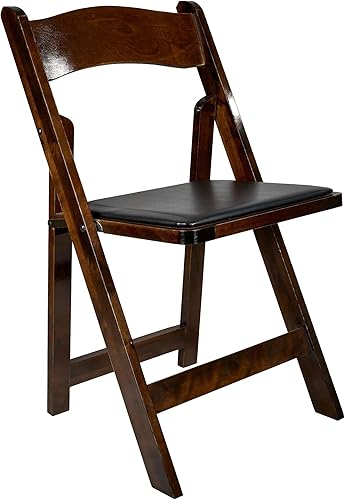 Sillas plegables apilables con cómodos asientos acolchados para bodas y eventos formales (4, madera de frutanegro)
