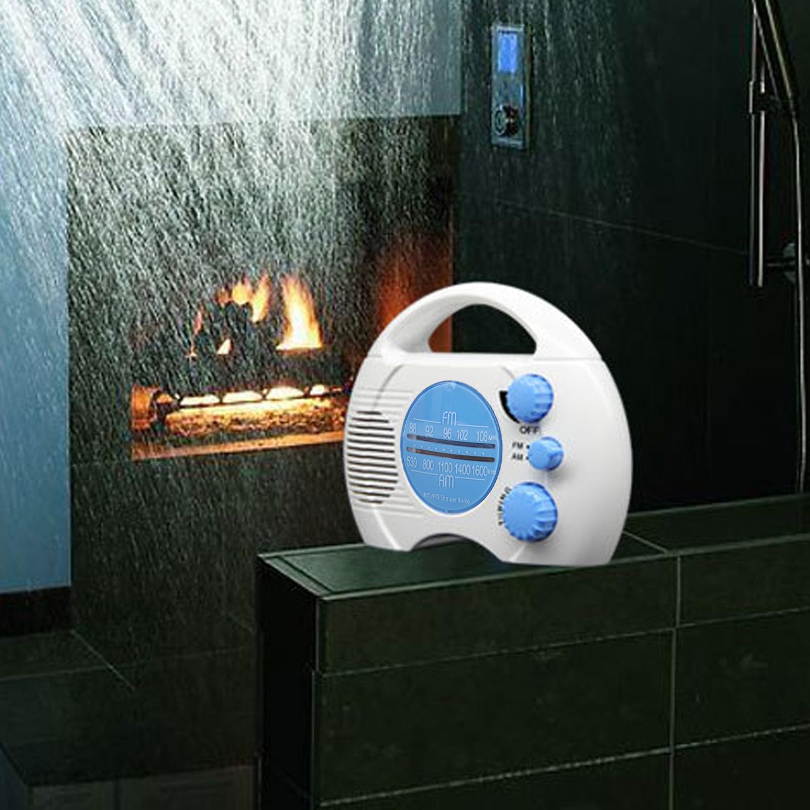 Denash Duschradio, Elektronisches Tuning, Wasserdichtes AM-FM-Radio mit Integriertem Lautsprecher, für Badezimmer, Strand, Outdoor