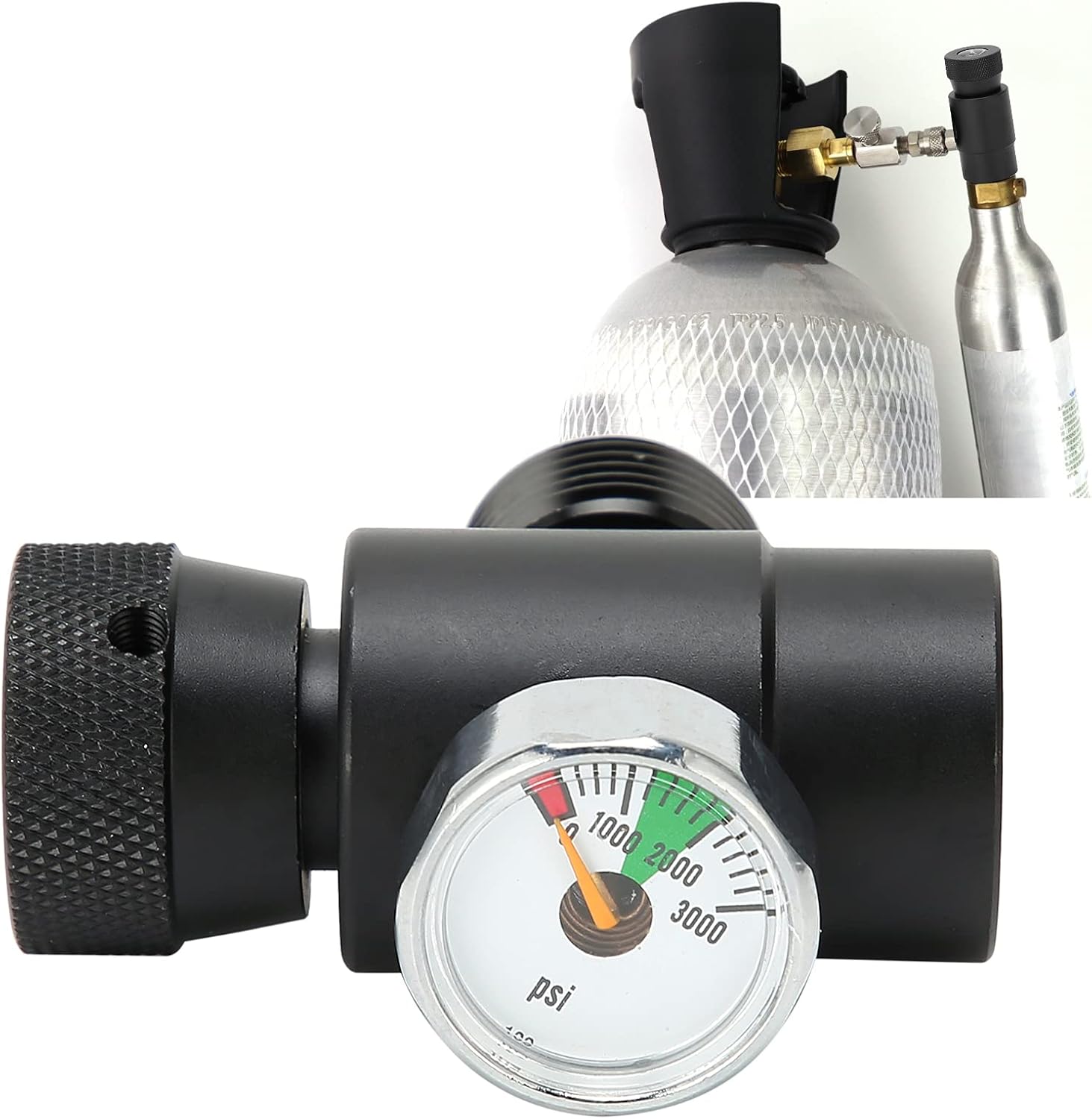 Soda Valve Adapter,Big Bore Connector Pressure Gauge Refill Station 3000psi 4 ASA Kit Tr21 with CO2 CGA320 Black