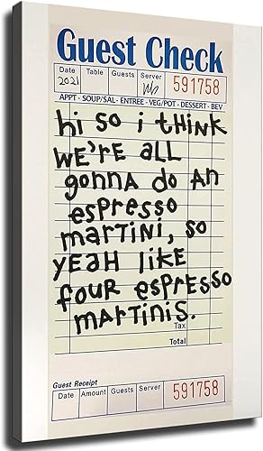 Póster impreso con diseño de Martini Espresso a cuadros de invitados, cuadro impreso, cuadro para decoración del hogar, dormitorio, regalo, sin