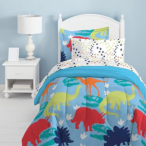 Dream Factory set Comforter estampado de dinosaurio para niños multicolores individual