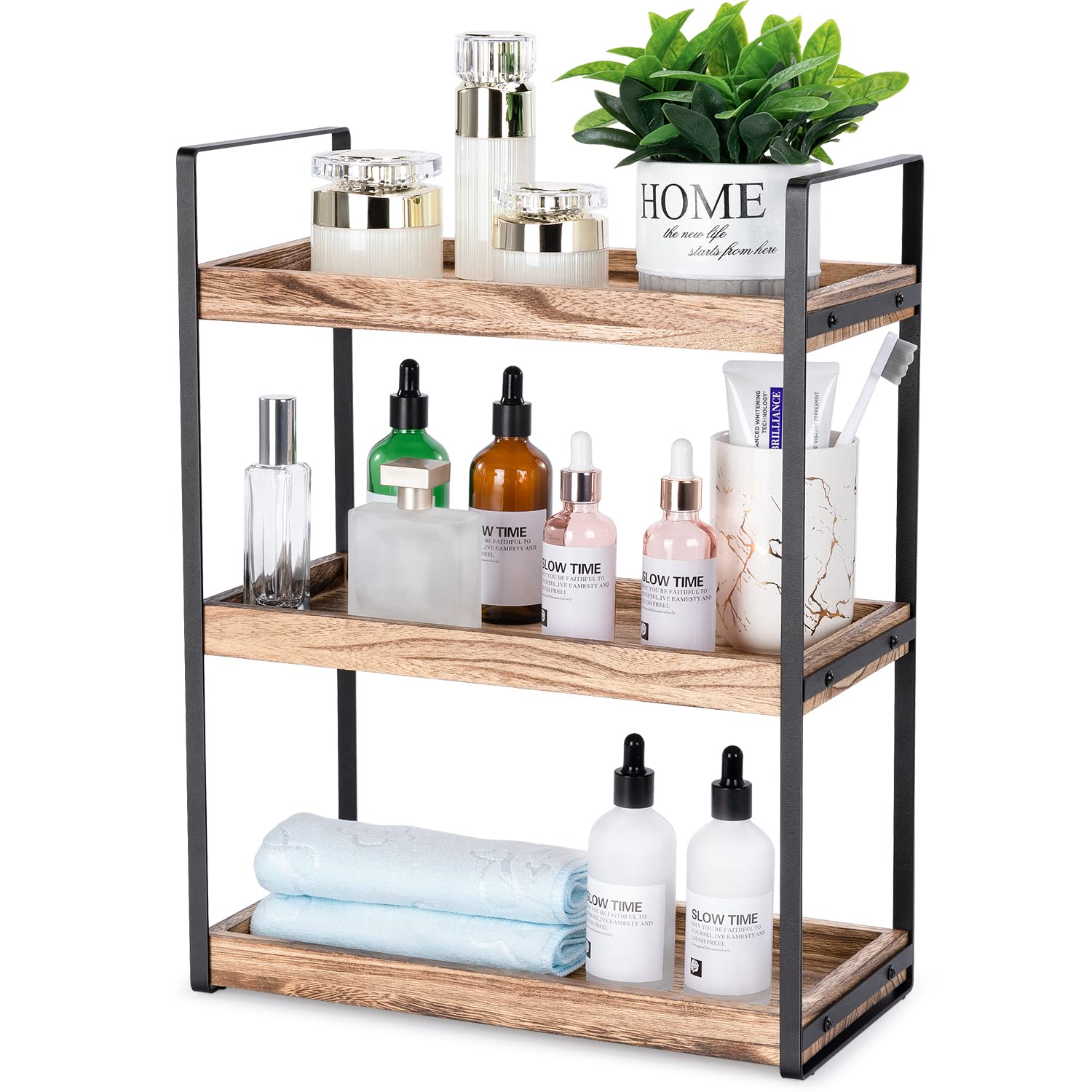 3-Tier Countertop Organizer for Counter Stylish Wood Vanity Shelf Storage - The Perfect Addition to Your Bathroom Decor