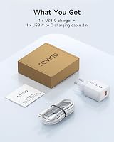 RAVIAD 33W USB-C Gyors Töltő GaN, 2 Port + 2m Kábel iPhone iPad MacBook Samsung 6