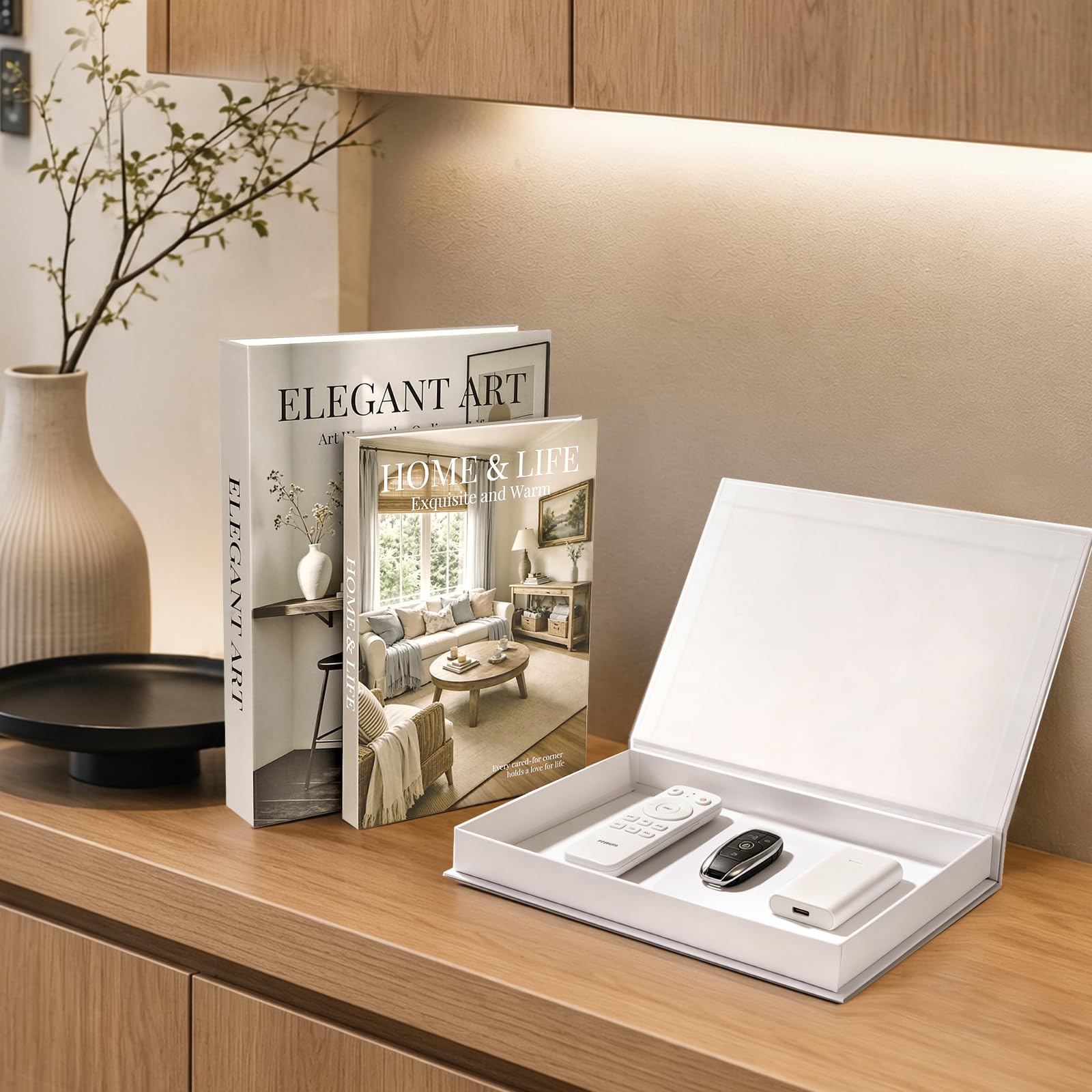 AFFLAT Set di 3 libri decorativi per la casa, libri decorativi nascosti, libri decorativi minimalisti per tavolino, scaffale, decorazione interna della casa, possono essere utilizzati anche come