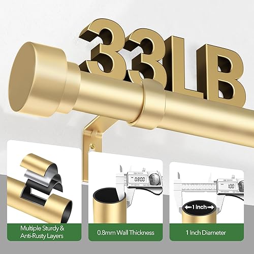 Miniatura 40 de Barras de cortina para ventanas de 28 a 48 pulgadas, barra de cortina ajustable de 1 pulgada, barra de cortina larga resistente para ventana, barras